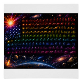 Póster Bandeira Americana da Evolução Cósmica | Big Bang