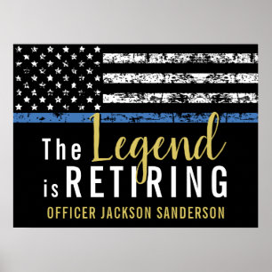 Poster Bandeira Americana da Linha Azul Fina Aposentadori