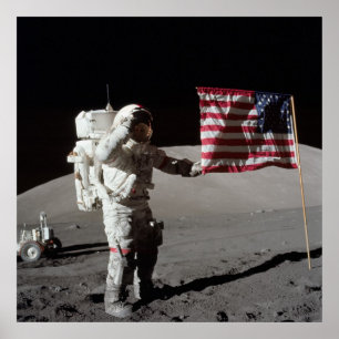 Póster Bandeira americana das saudações do astronauta d