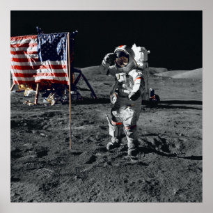 Póster Bandeira americana das saudações do astronauta d