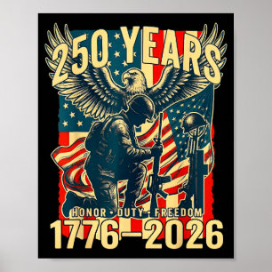 Poster Bandeira americana de aniversário de 250 anos 1776