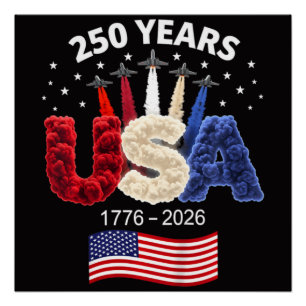 Póster Bandeira Americana de Aniversário de 250 anos dos