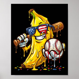Poster Bandeira Americana de Beisebol Engraçada para Meni