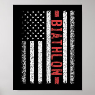 Poster Bandeira Americana De Biatlo Em 4 De Julho
