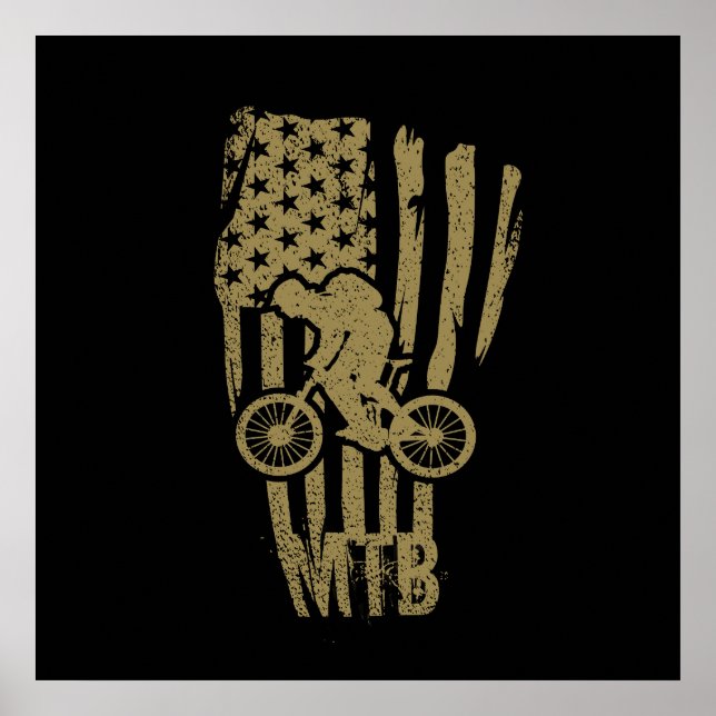Poster Bandeira Americana De Bicicleta De Montanha Patrió (Frente)