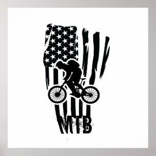 Poster Bandeira Americana De Bicicleta De Montanha Patrió