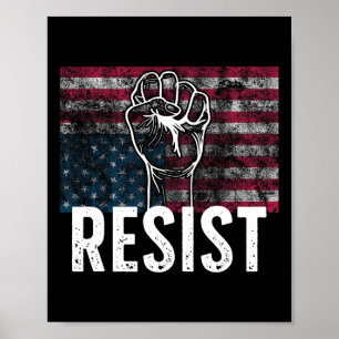 Poster Bandeira Americana de Cabeça para Baixo Resistir A