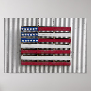 Poster Bandeira americana de casa de barco