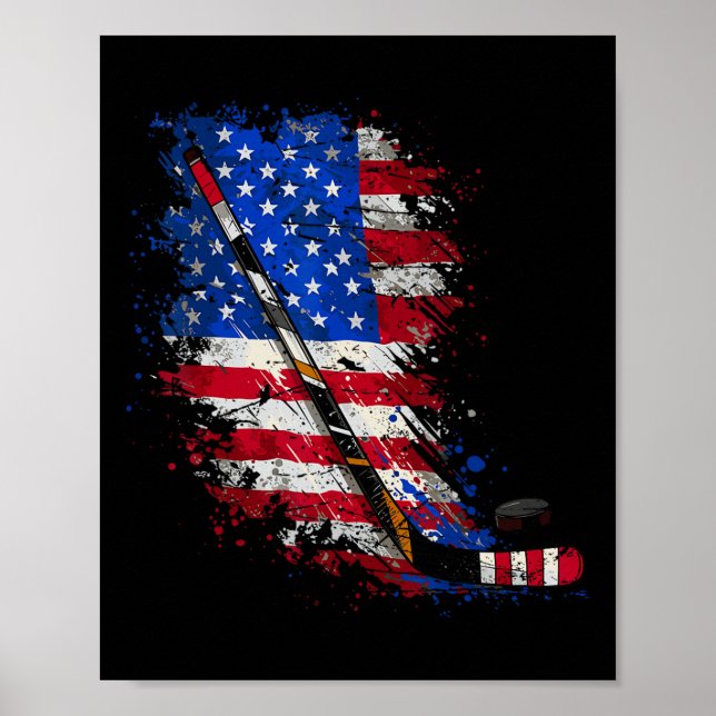 Poster Bandeira Americana de Hóquei 4 de Julho  (Frente)