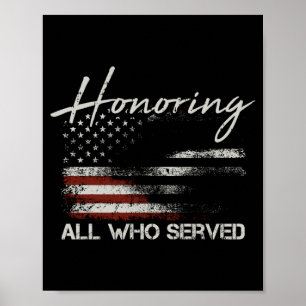 Poster Bandeira americana de veterano masculino homenagea