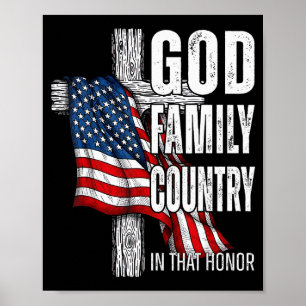 Poster Bandeira Americana Deus Família País Patriota Cris