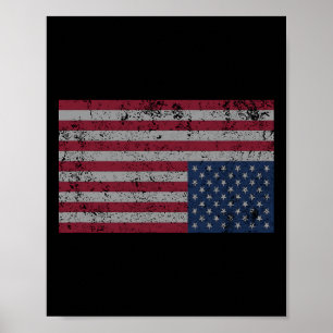 Poster Bandeira Americana Distress Invertida Estados Unid
