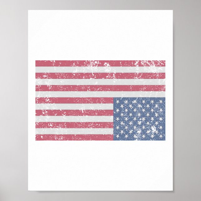 Poster Bandeira Americana Distressada de Cabeça para Baix (Frente)