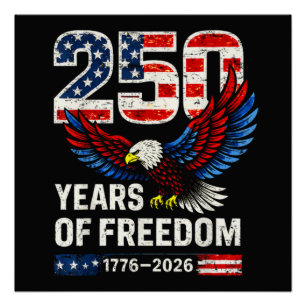 Póster bandeira americana do aniversário de 250 anos