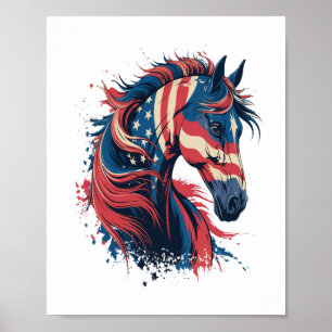 Poster Bandeira Americana do Cavalo