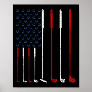 Poster Bandeira Americana do Golf Clubs