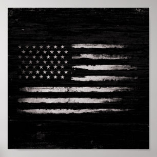 Poster Bandeira americana do Grunge branco