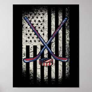 Poster Bandeira Americana do Hóquei no Gelo nos Estados U