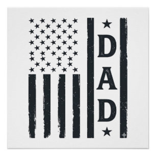 Póster Bandeira Americana do Papai Vintage Design em Veto
