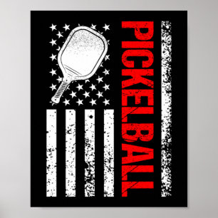 Poster Bandeira Americana do Pickleball EUA