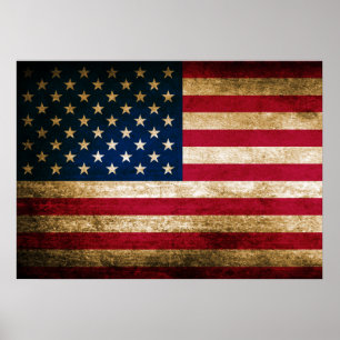 Póster Bandeira americana do vintage