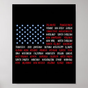 Poster Bandeira Americana dos EUA 4 de Julho Todos os 50