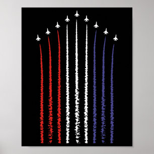 Poster Bandeira Americana Dos EUA Com Jatos De Caça Para