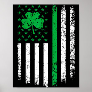 Poster Bandeira americana dos EUA com trevos para o dia d