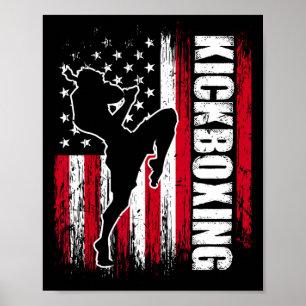 Poster Bandeira Americana dos EUA Lutadora de Kickboxing 
