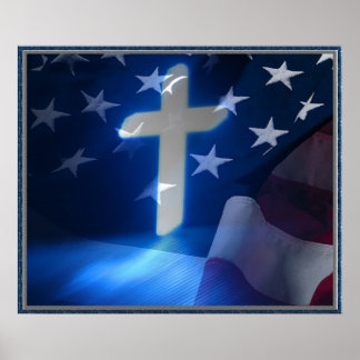 Poster Bandeira Americana e Cruz Cristã, Fascismo
