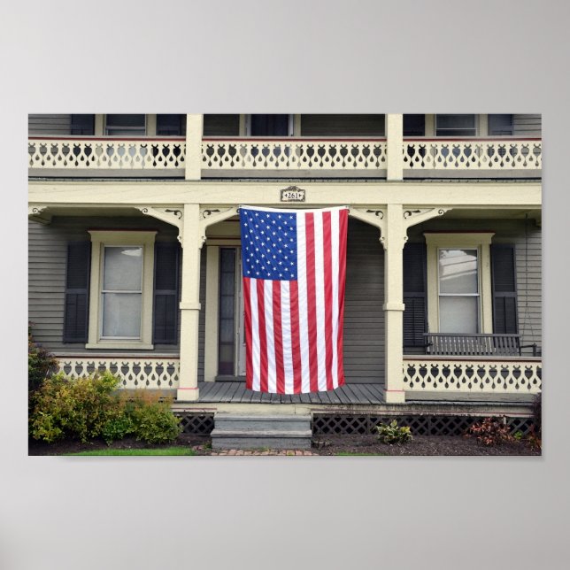 Poster Bandeira Americana em Vermont Porch (Frente)