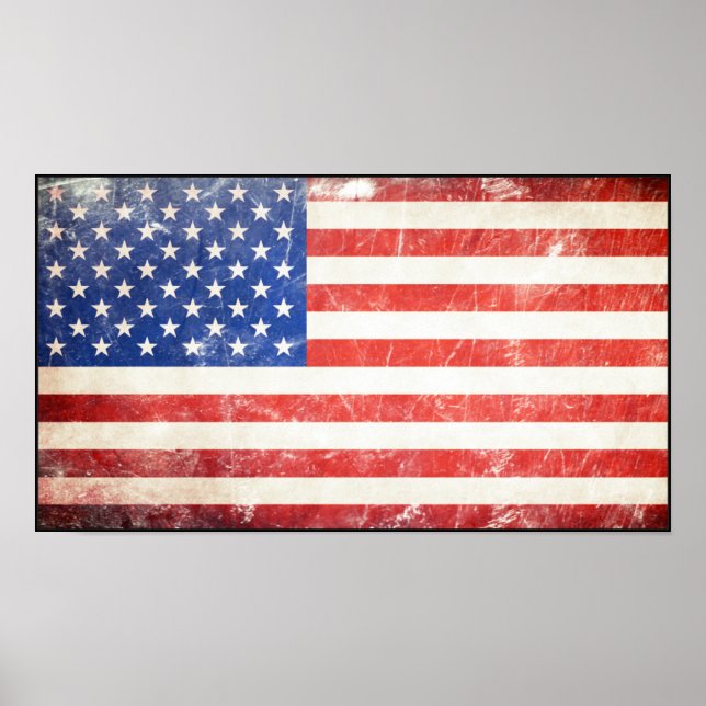 Póster Bandeira Americana Enroscada (Frente)