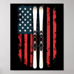 Poster Bandeira Americana Esqui Alpino Esquiador _2