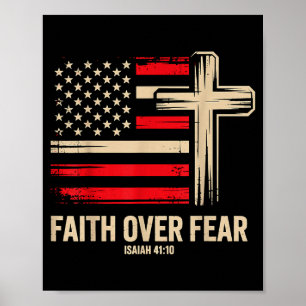 Poster Bandeira Americana Fé Sobre Medo