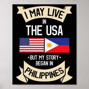 Poster Bandeira Americana Filipina Presentes Raízes Filip