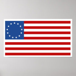 Poster Bandeira americana histórica de Betsy Ross