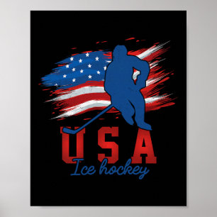 Poster Bandeira Americana Hóquei No Gelo 4 De Julho Supor