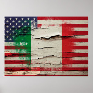 Póster Bandeira americana italiana da pintura   do