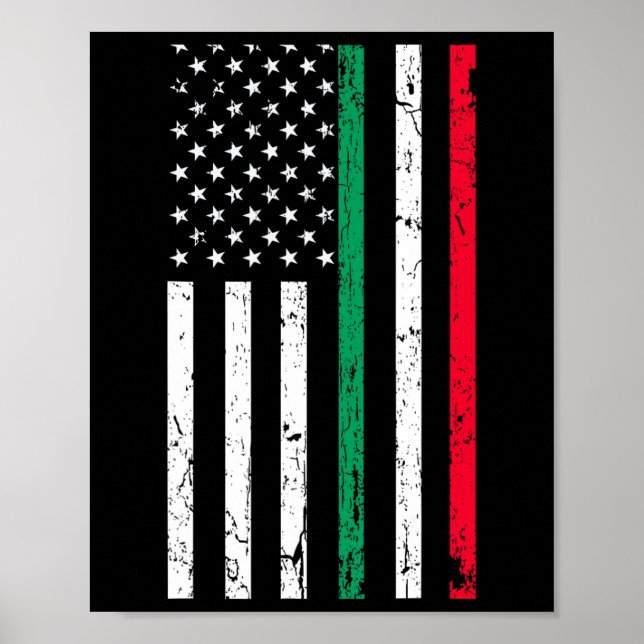 Poster Bandeira Americana Italiana Orgulho 4 De Julho (Frente)