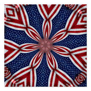 Póster Bandeira Americana Kaleidoscope Abstrato 1