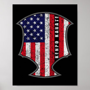 Poster Bandeira Americana Kenpo Karate Combatendo o Roman