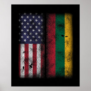 Poster Bandeira Americana Lituânia Lietuva