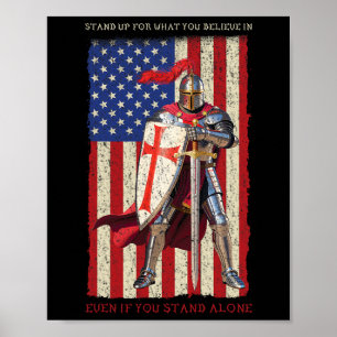 Poster Bandeira Americana Medieval Cruzado Templário 4t