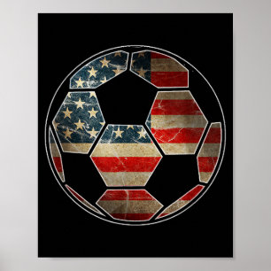 Poster Bandeira Americana na Bola do Futebol - Bandeira d