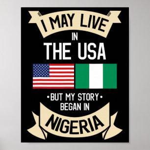 Poster Bandeira Americana Nigeria EUA Presentes Raízes Ni