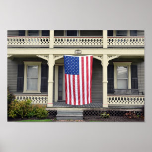 Poster Bandeira Americana no Porch Vermont