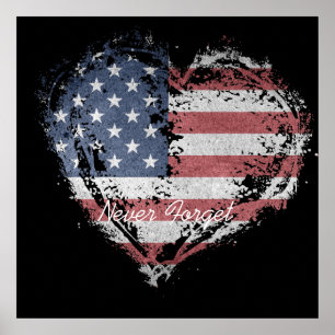 Poster Bandeira Americana Nunca Esquece