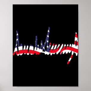 Poster Bandeira Americana Ondulada Assinatura do 47º Pres