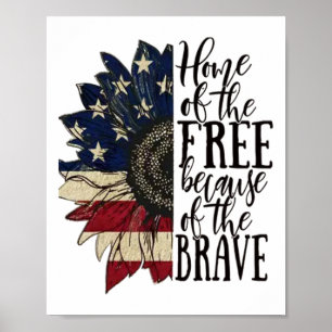 Poster Bandeira Americana Patriota Lar Dos Livres Porque 