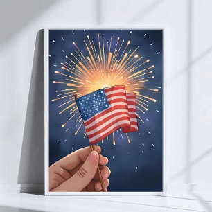 Poster Bandeira Americana Patriótica
